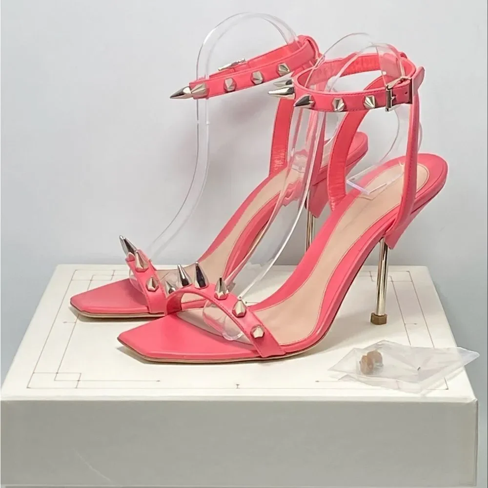 Alexander McQueen Punk Stud Leather Ankle-Strap Sandals size 39.5
